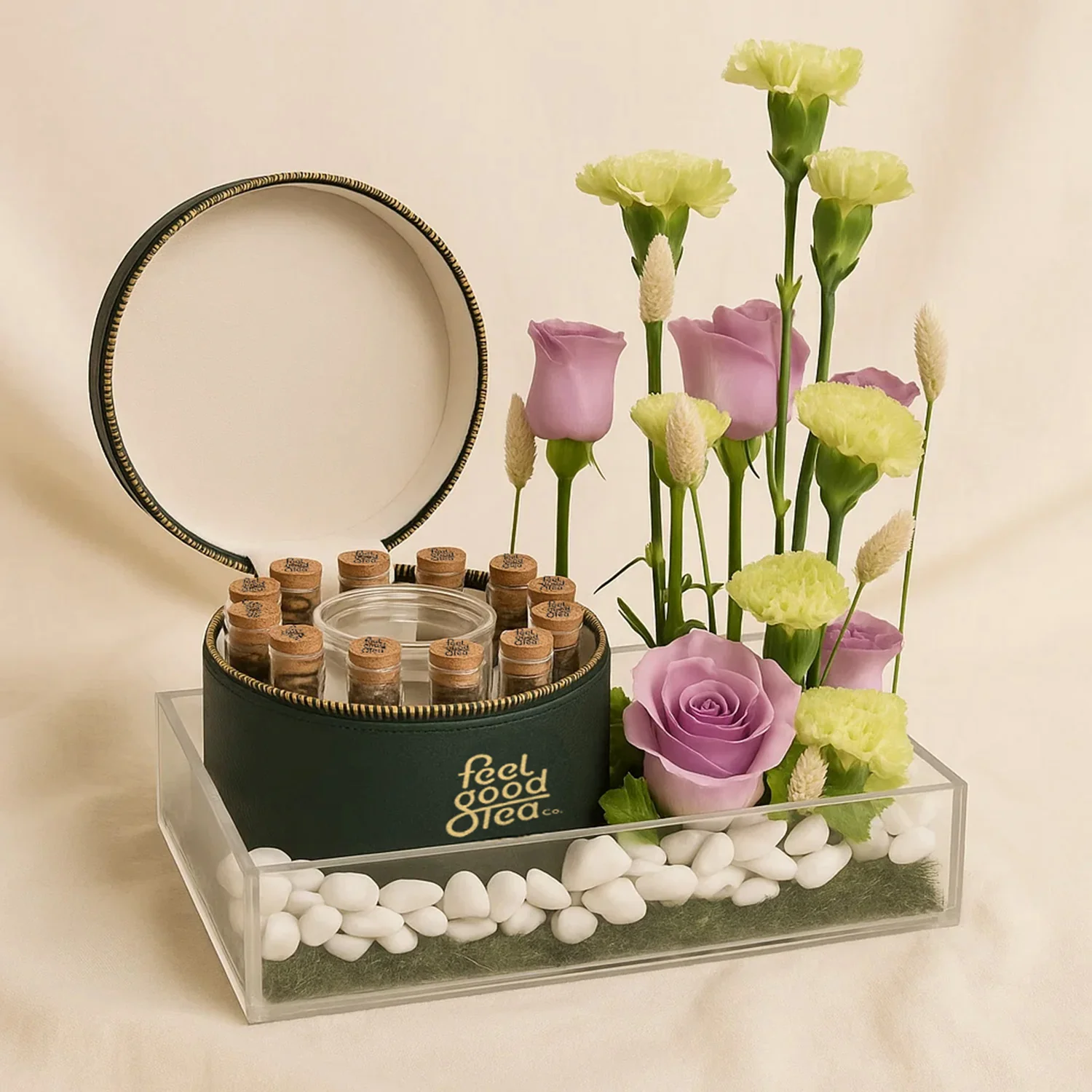 Feel Good Tea Leather Box n Flower Tray